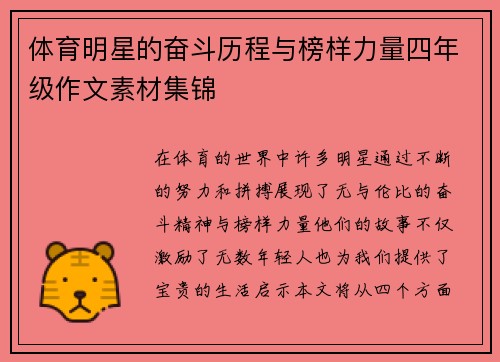 体育明星的奋斗历程与榜样力量四年级作文素材集锦
